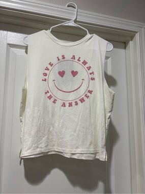Good hYOUman Love Is Always The Answer Smiley Muscle Tank - Large